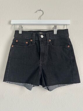 Levi's Black Raw Hem High-Rise Denim Shorts